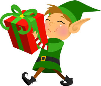 Elf with present clipart image