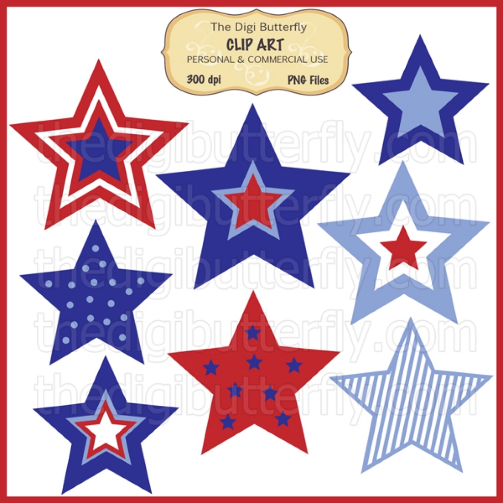 July 4th stars clip art set for clipart of