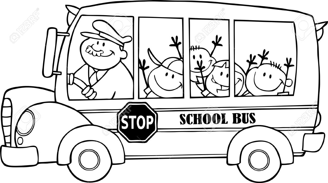 School bus bus clipart black and white