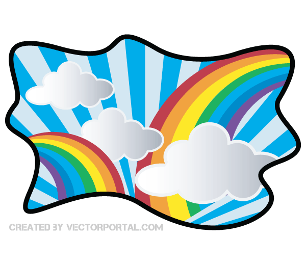 Vector rainbow with cloud clip art download free