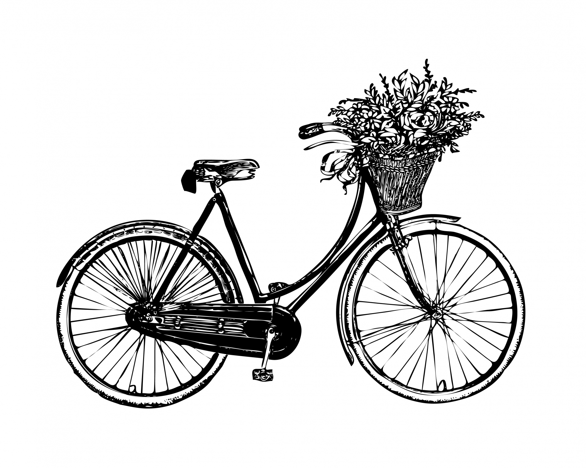 Bicycle flowers vintage clipart free stock photo public domain