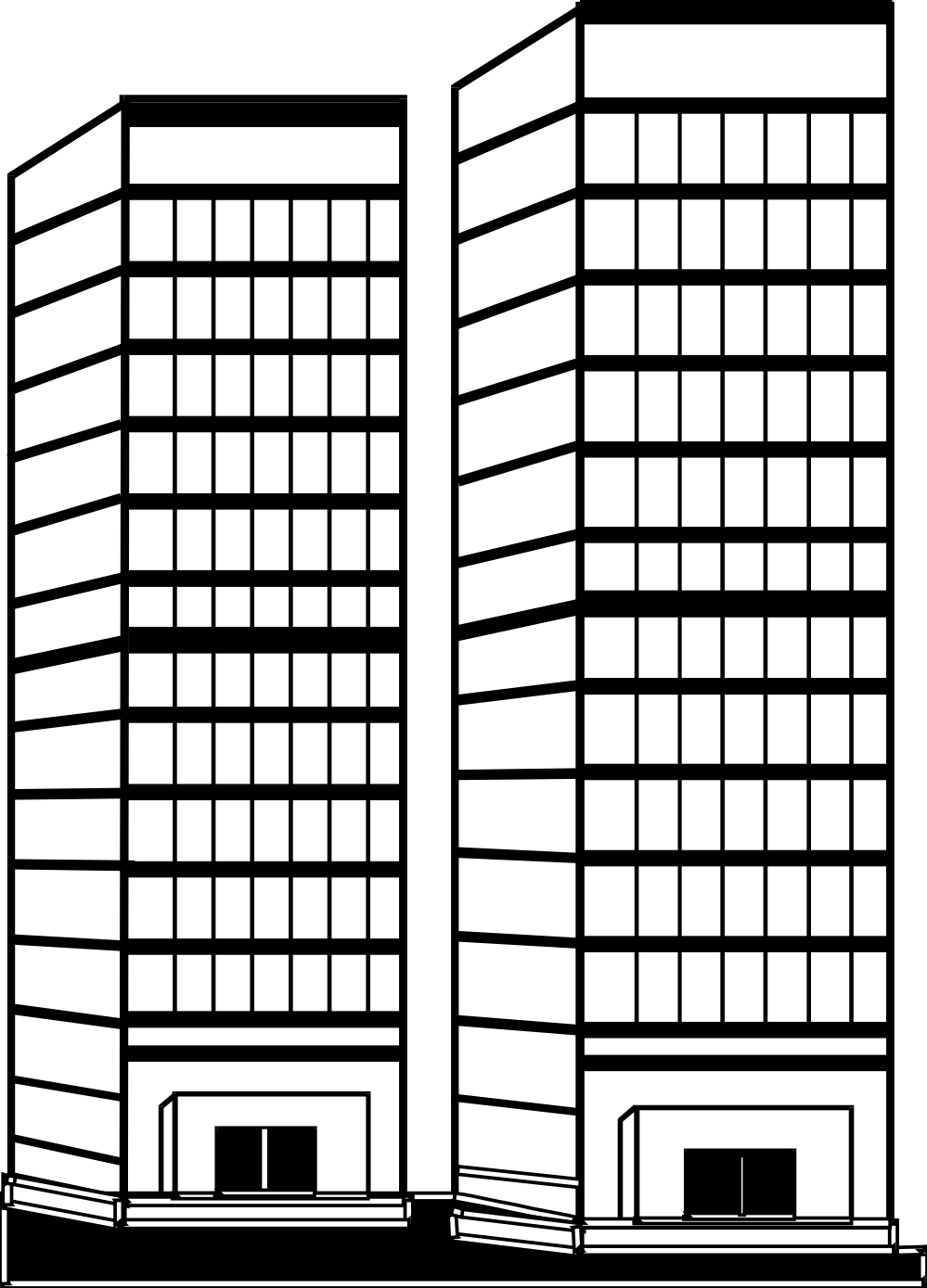 Black and white building clipart 2