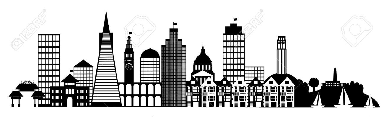 City building clipart black and white