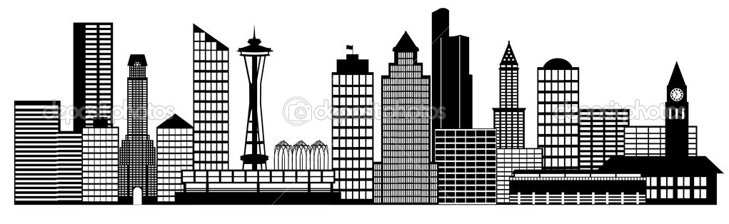 Seattle city skyline panorama clip art stock photo jpldesigns