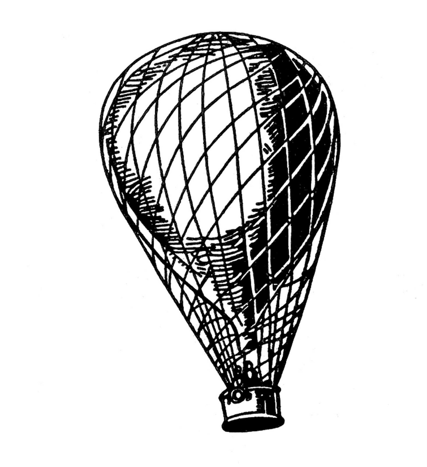 Vintage clip art transportation balloon airship aeroplane