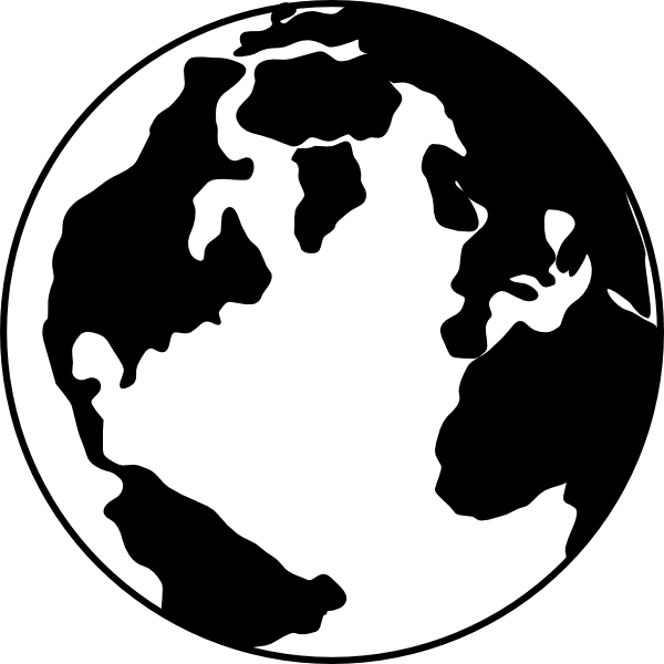 World globe black and white clipart kid 2