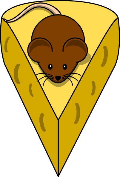 Brown mouse on cheese clip art at vector clip art