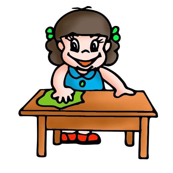 Cleaning students clean up room clipart kid
