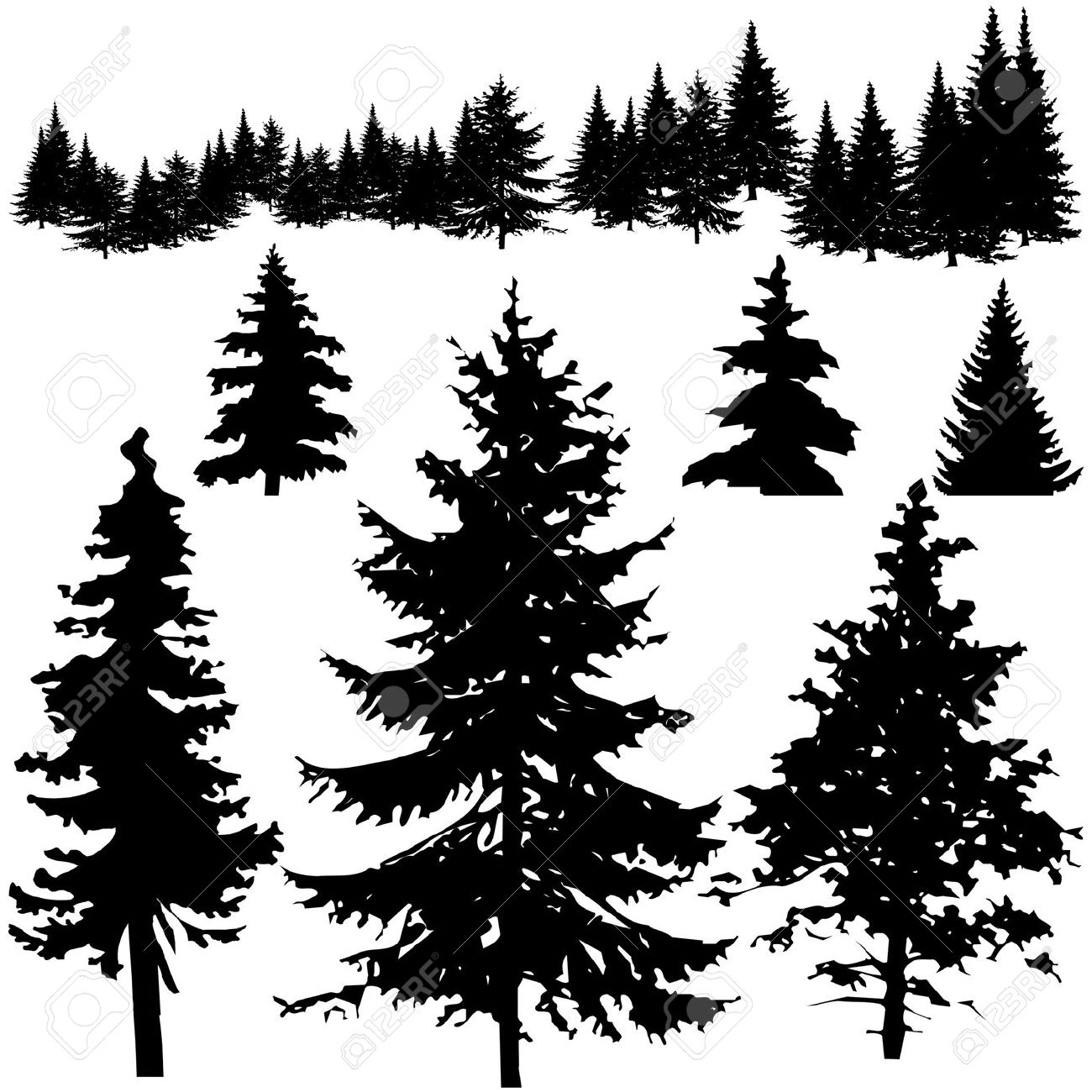 Pine tree silhouette clipart 2