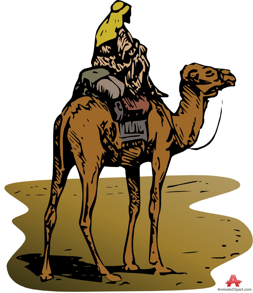 Arabian man riding camel clipart free design download