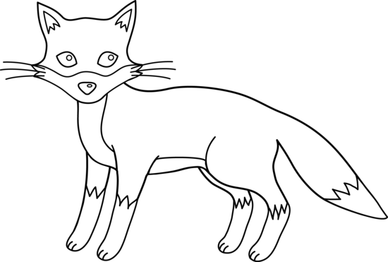 Cute fox black and white clipart kid