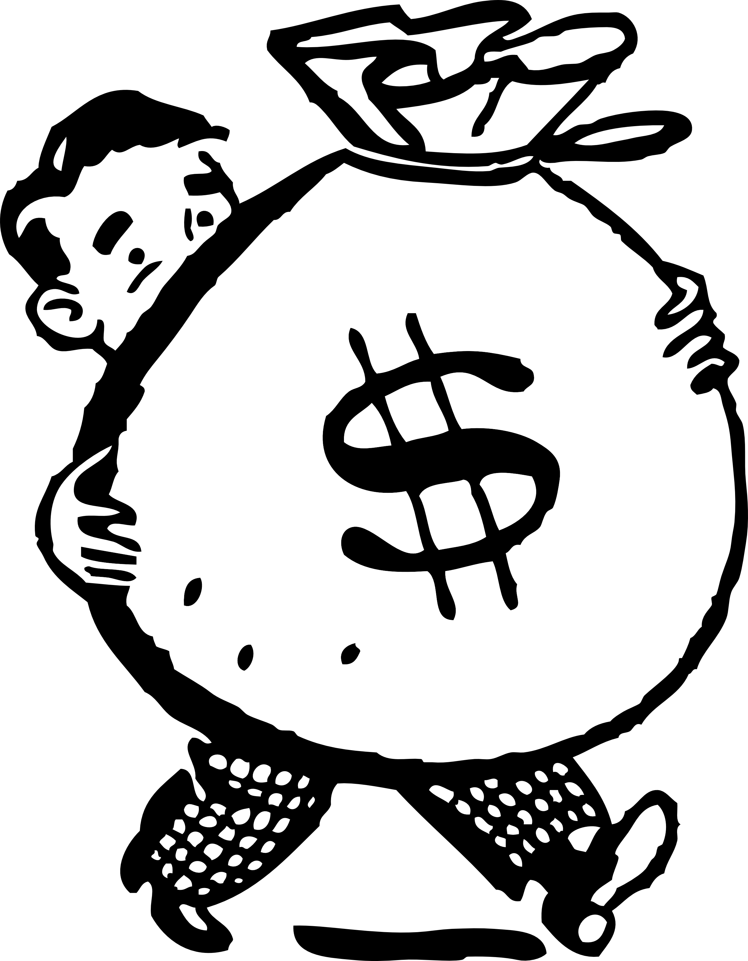 Dollar sign black and white clipart kid