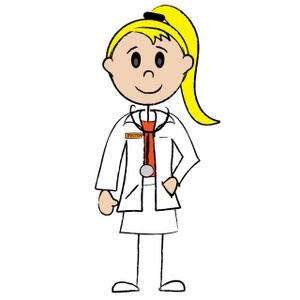 Girl doctor with patient clipart