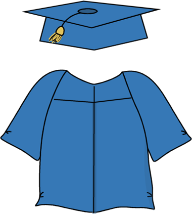 Graduation cap and gown clip art image