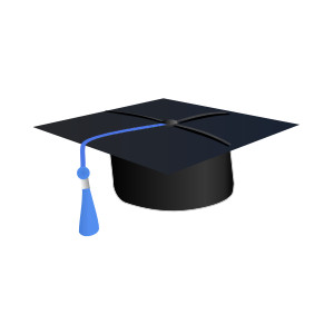 Graduation cap short tassle blue public domain clip art image