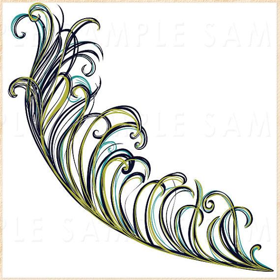 Single peacock feathers clipart