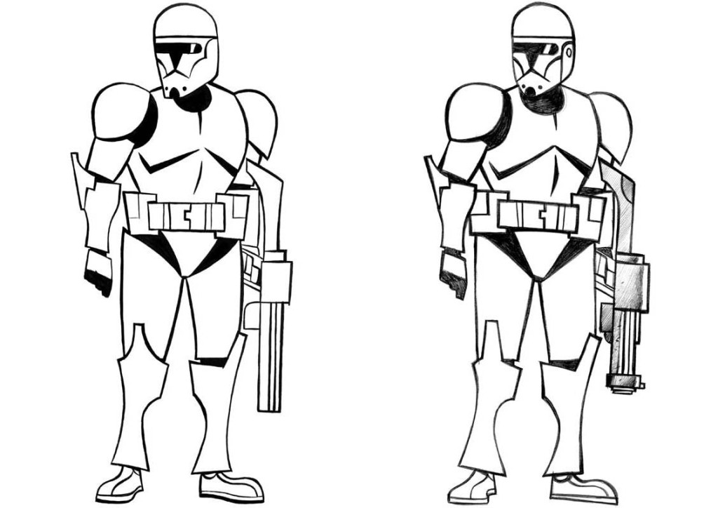 Star wars characters black and white clipart kid 2