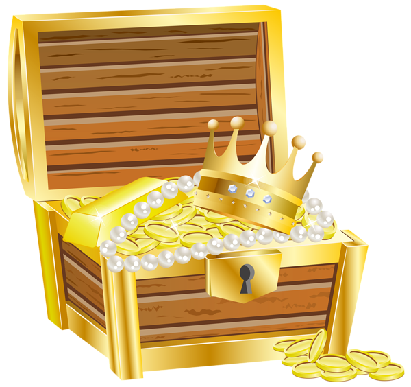 Treasure chest with gold transparent clip art image