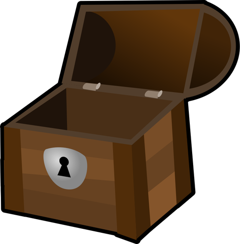 Vector clip art of half empty treasure chest withins outside