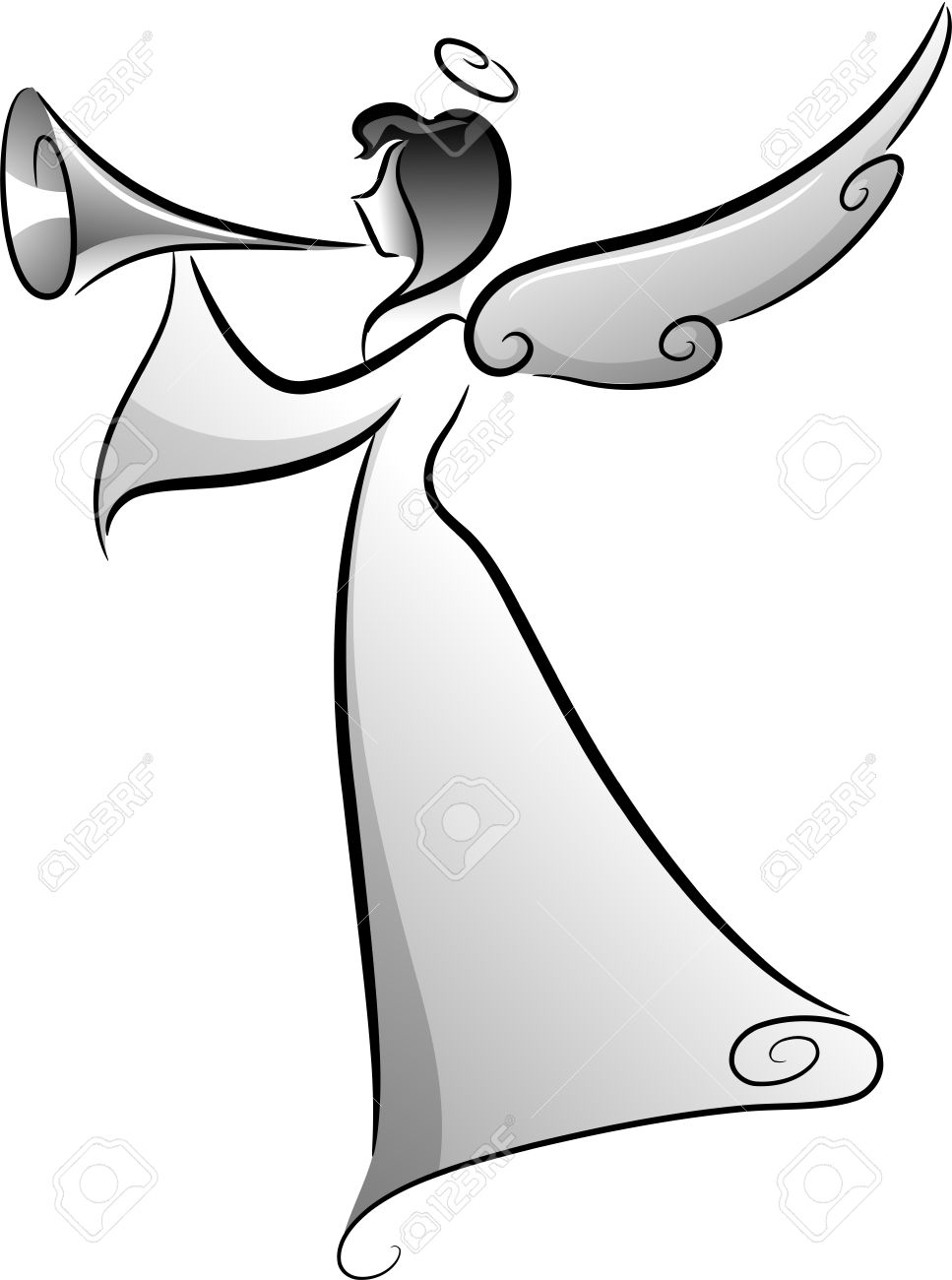 Angel blowing trumpet clipart