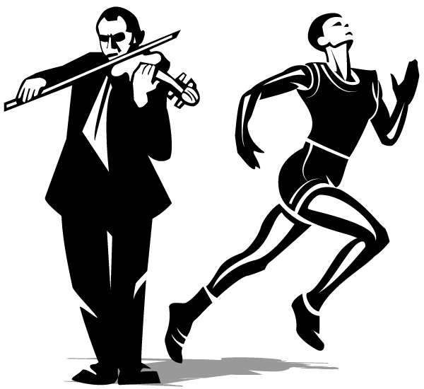 Athlete and violinist vector clip art freevectors