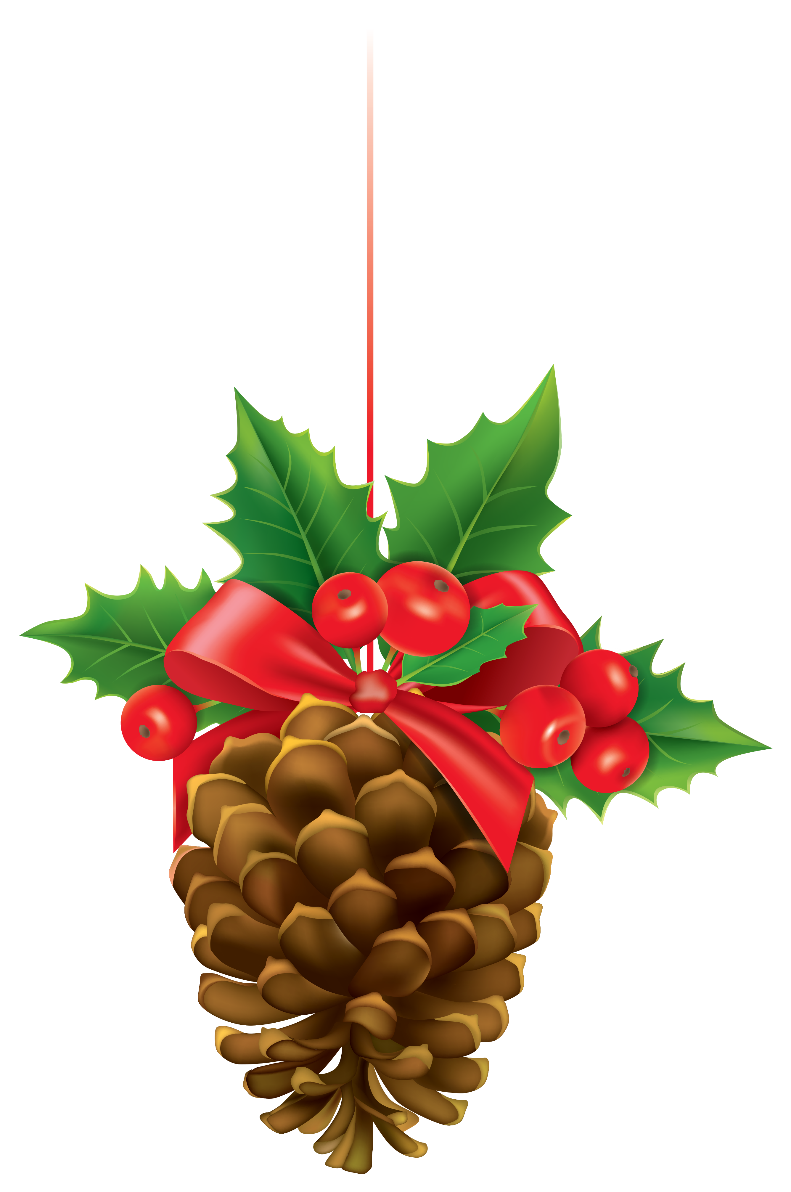 Christmas pinecone with mistletoe clipart image