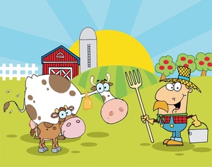 Farmer cow farm clipart clipartfest