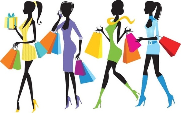 Fashion shopping girls clip art free vector download free