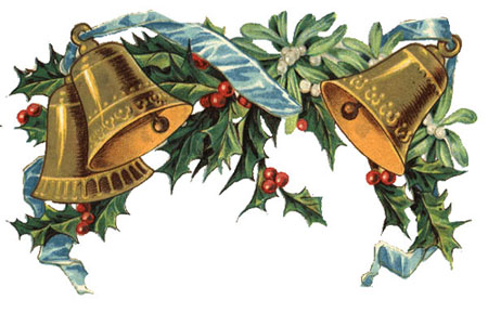 Free clipart vintage christmas bells holly mistletoe 2