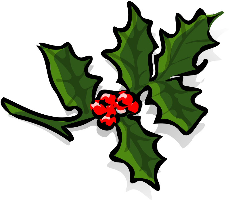 Mistletoe graphics of christmas wreaths and holly sprigs clipart