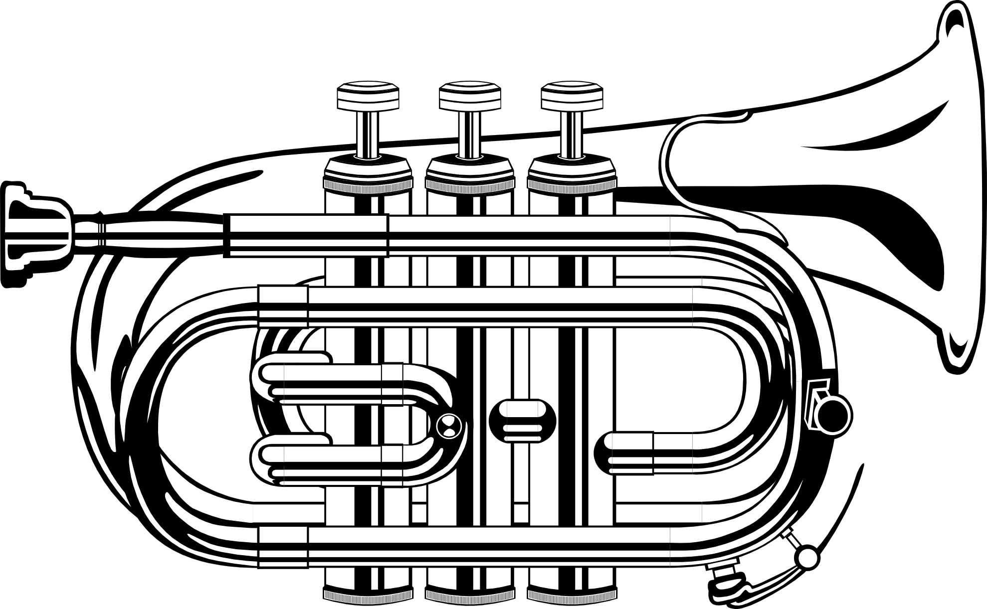 Trumpet black and white clipart kid