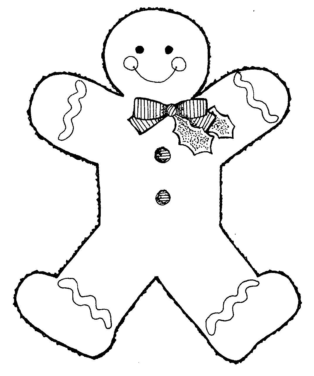 Gingerbread man black and white clipart kid 2