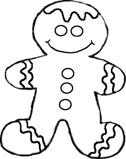 Gingerbread man black and white clipart kid 6