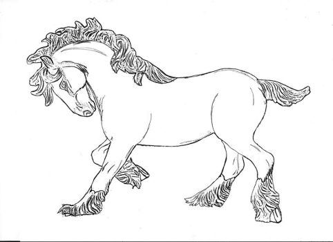Horse lineart heavy breeds on equinelineart deviantart