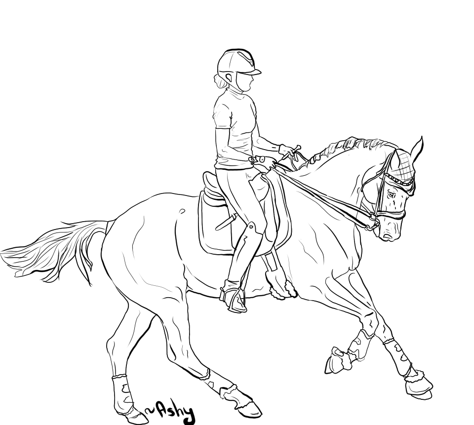 Horse lineart horses with tack and riders on equinelineart deviantart 3