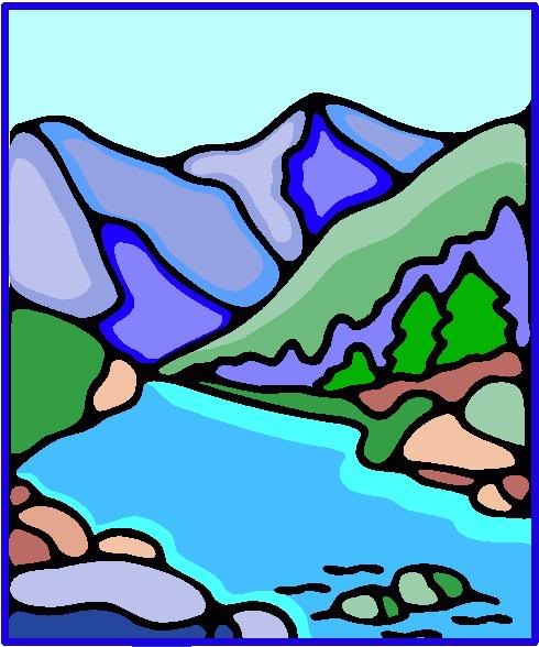 Mountain with river clipart