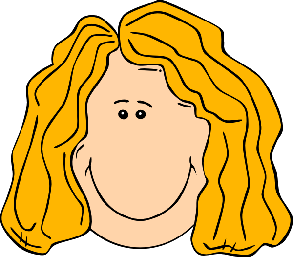 Smiling blond lady with long hair clip art at vector