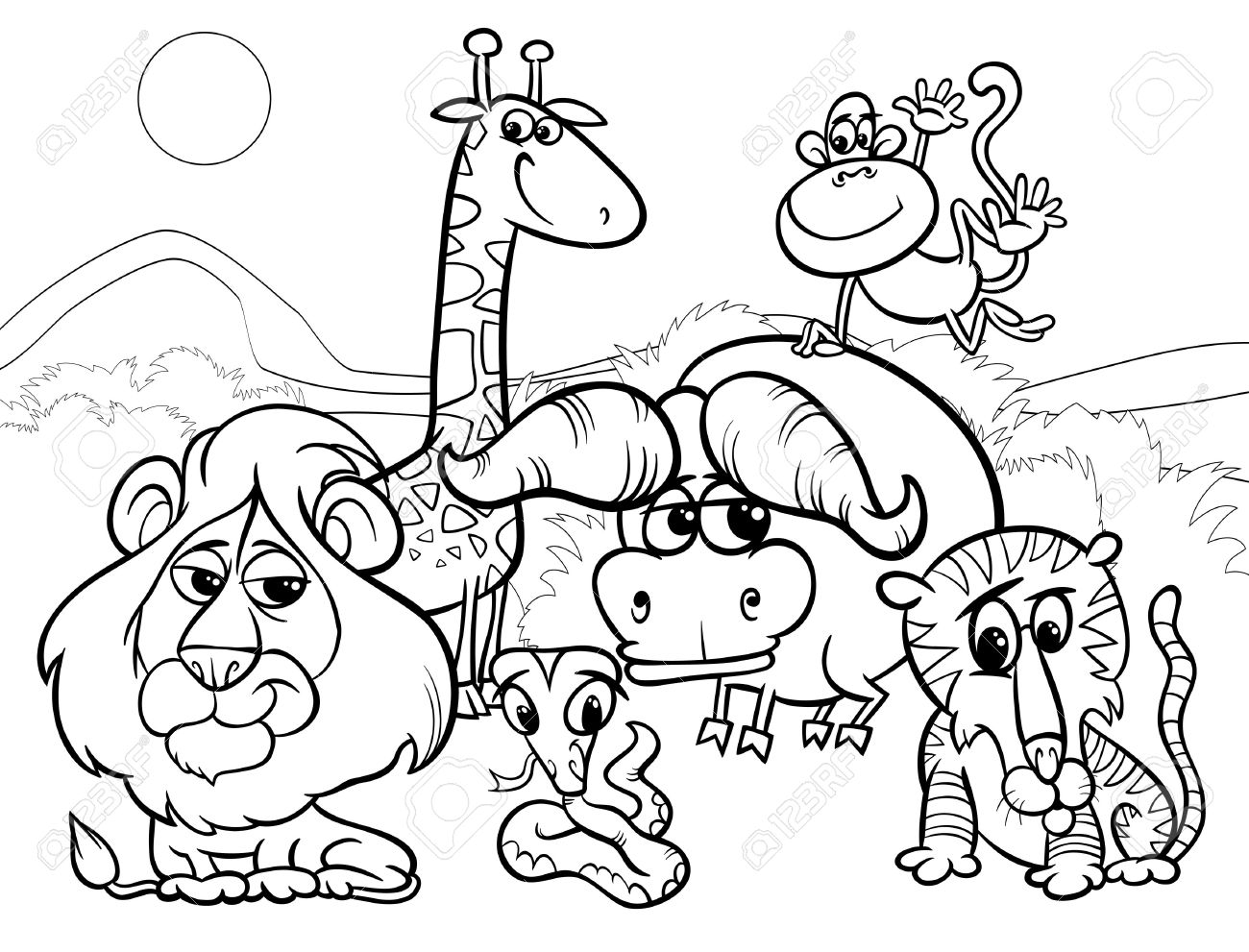 Animals clipart black and white