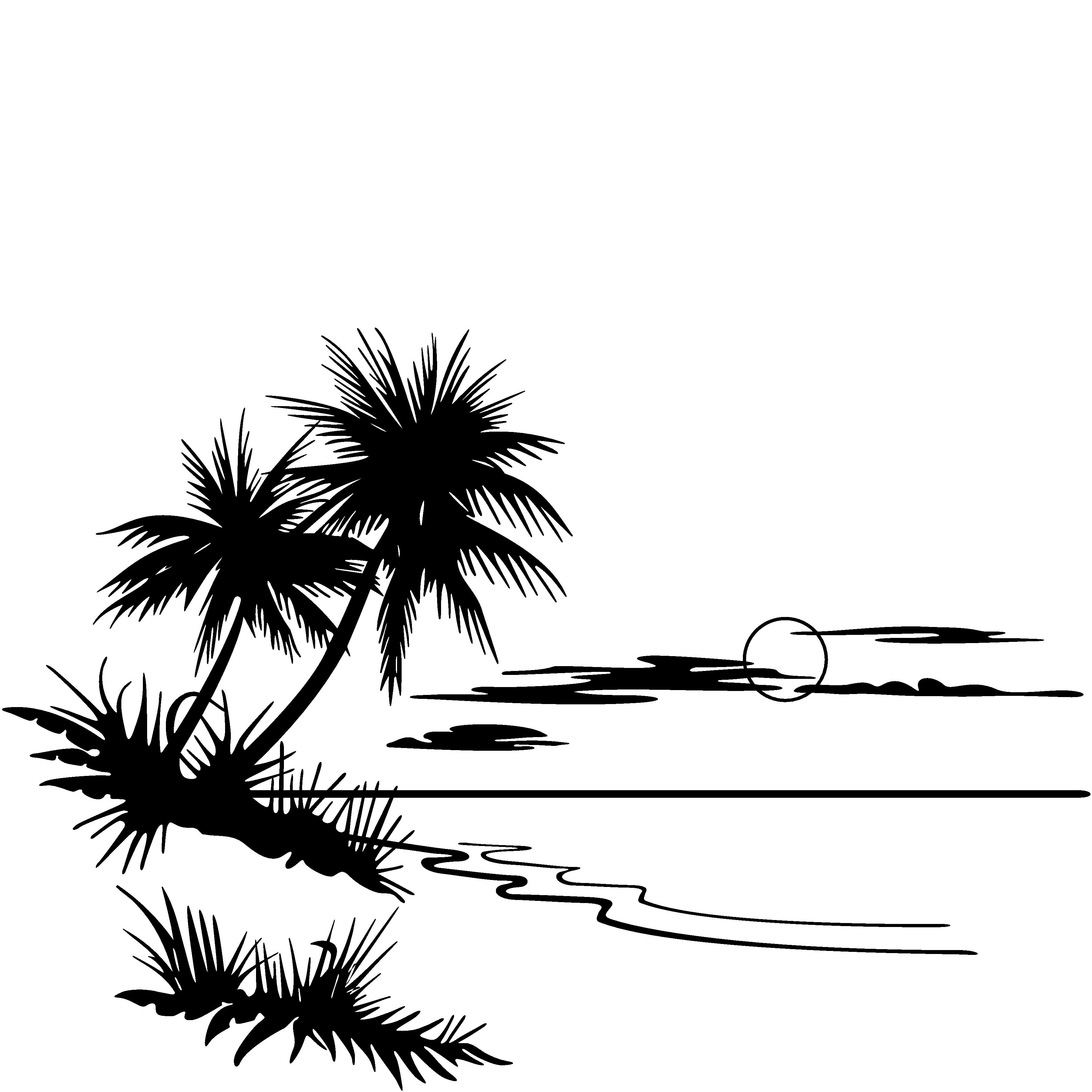 Sun  black and white palm tree with sun clipart black and white clipartfest 3