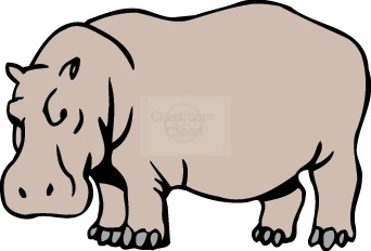 Clip art of cartoon hippopotamus clipart image
