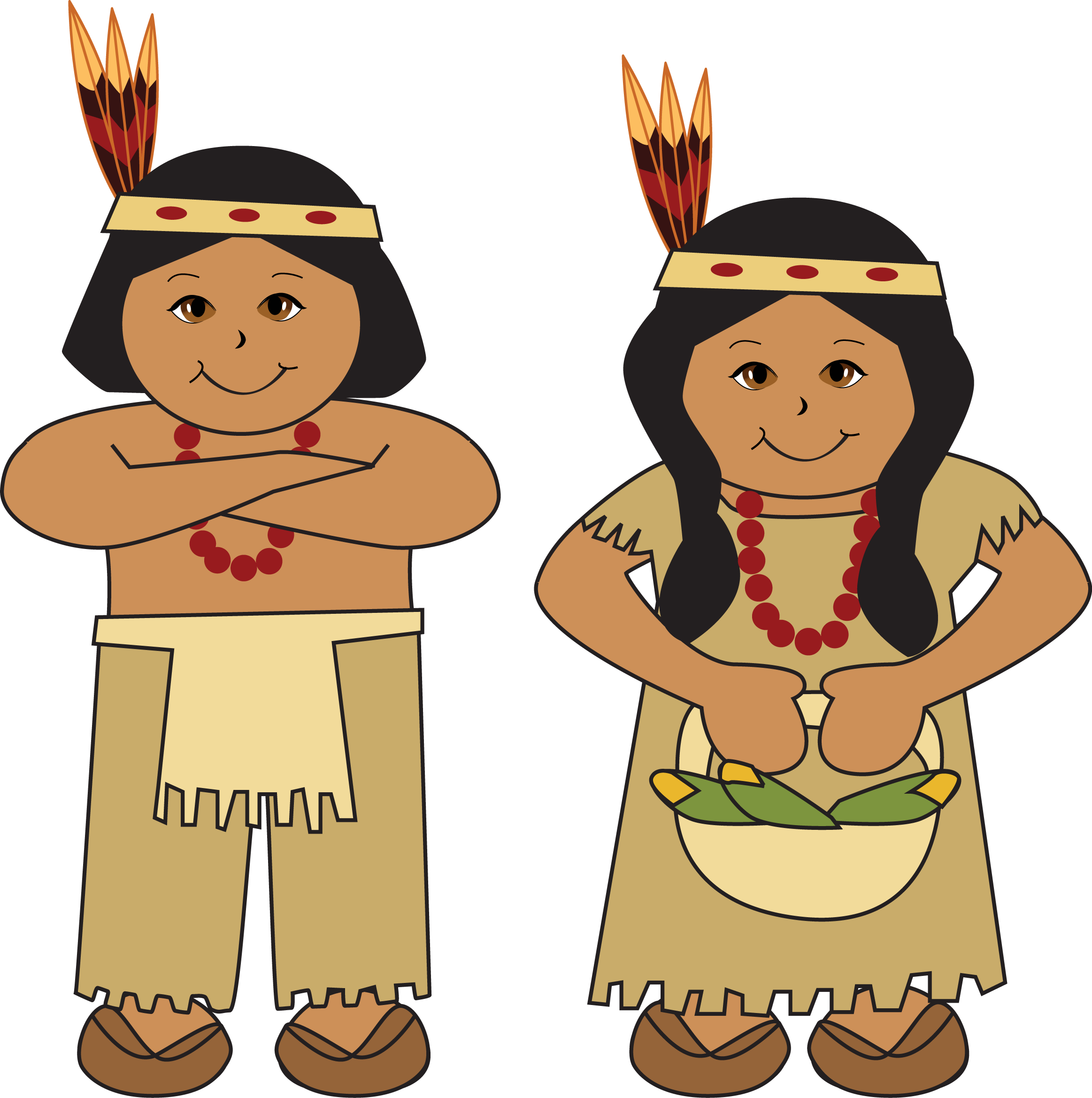 Pilgrims and indians clipart kid