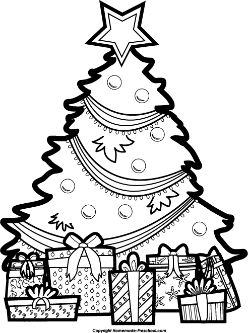 Tree  black and white free christmas tree clipart