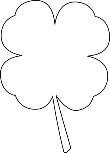 Black and white four leaf clover clip art