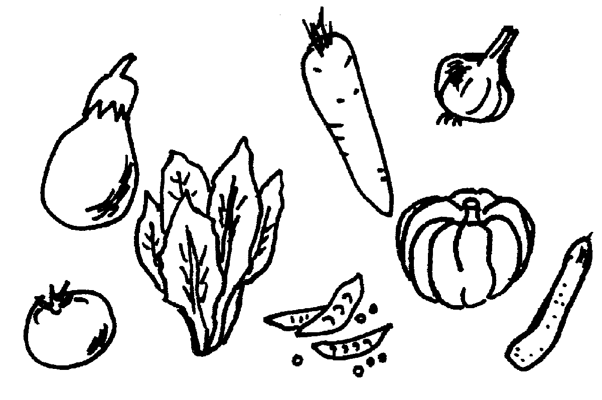 Fruit and vegetable clipart black white free