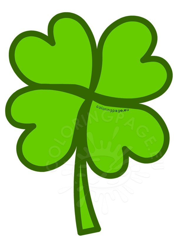 Green four leaf clover clipart loring page