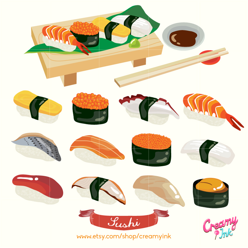 Restaurant japanese sushi digital vector clip art japan food clipart