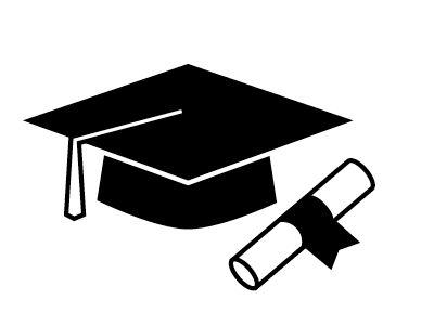 Graduation cap and diploma clipart black white 3