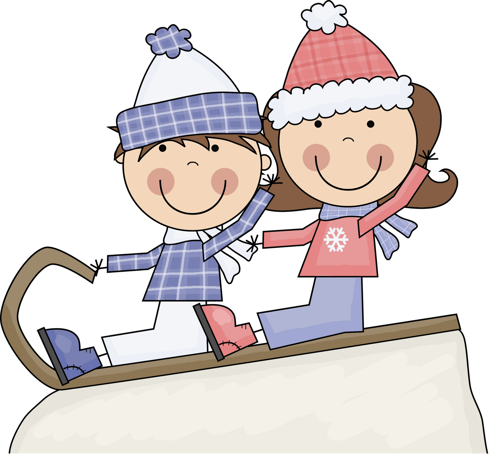 Kids playing in snow clipart clip art