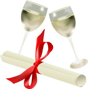 Wine and diploma clip art