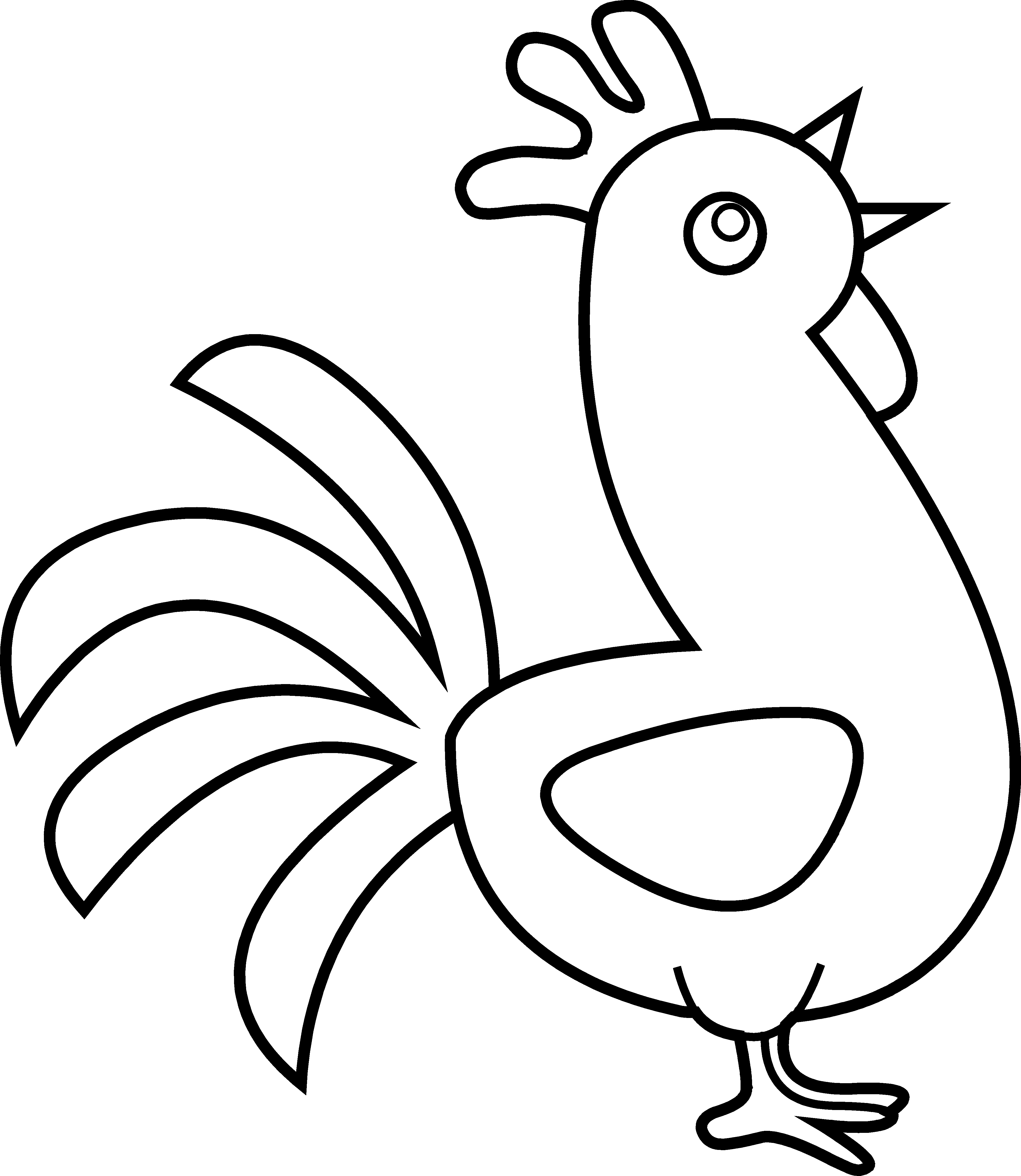 Cute rooster line art free clip clip art